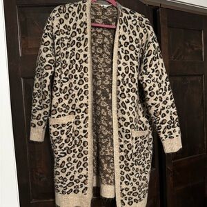 JODIFL Animal Print Cardigan in Cream and Black